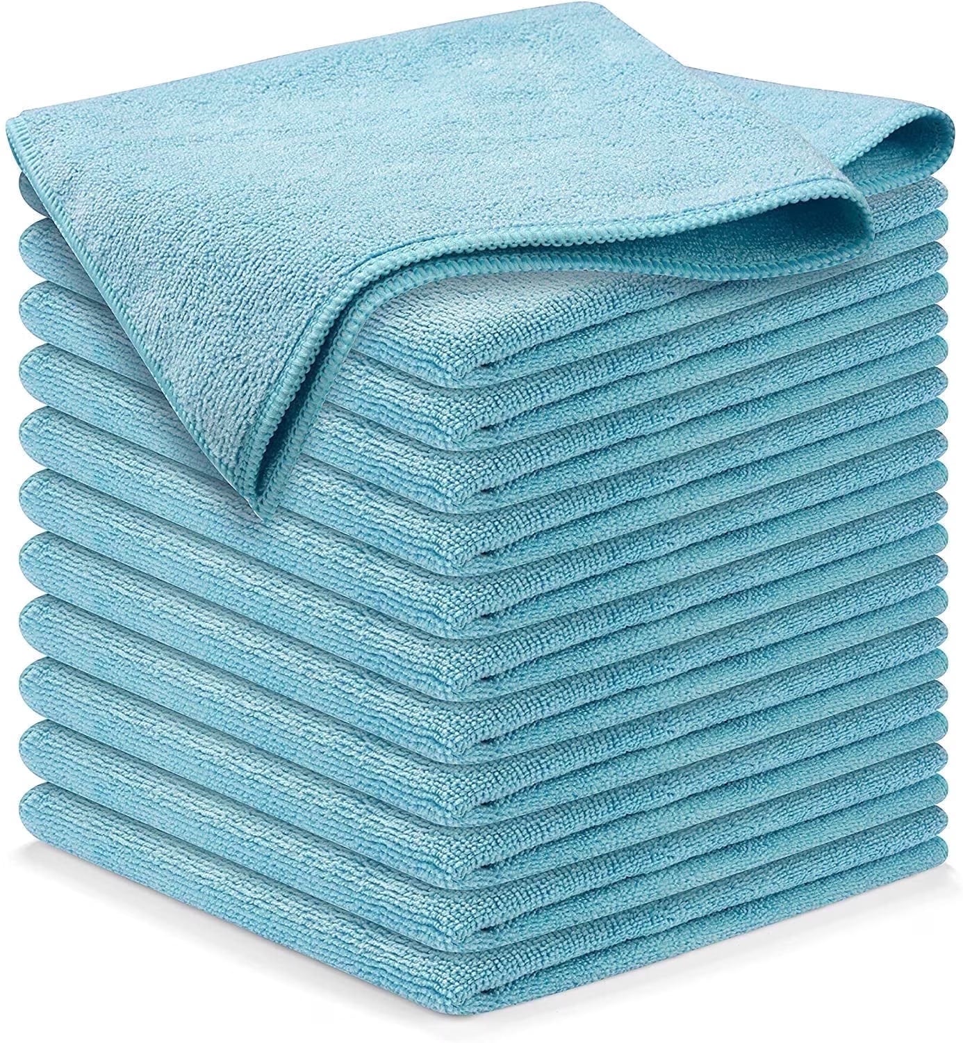 Microfiber Cleaning Cloths-Microfiber Towels-Turq- Pack of 12 (12.5"X12.5")