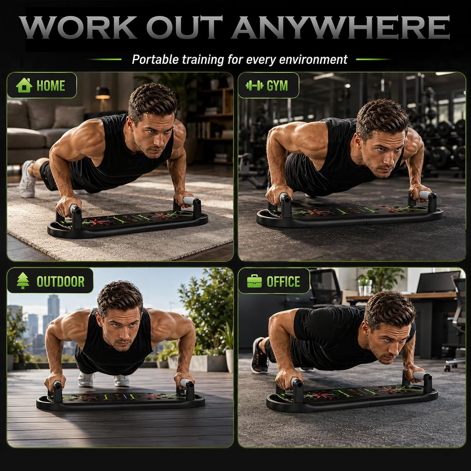 Push up Board Fitness, Portable Pushup Board for Men, Foldable Push up Bar, Workout Home Gym Equipment, 20 in 1 Exercise Pushup Handles for Floor, Strength Training Equipment for Men