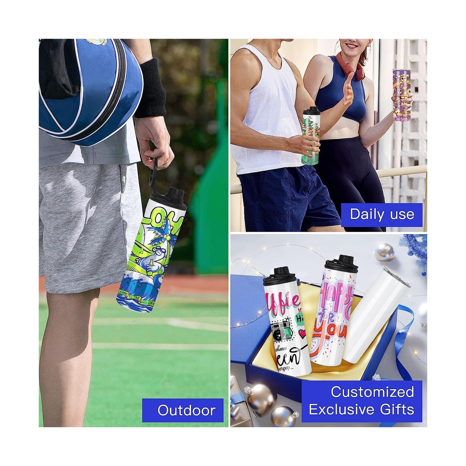 FECBK 30 Pack Sublimation Water Bottle Blanks 20 Oz Sublimation Sports Water ...