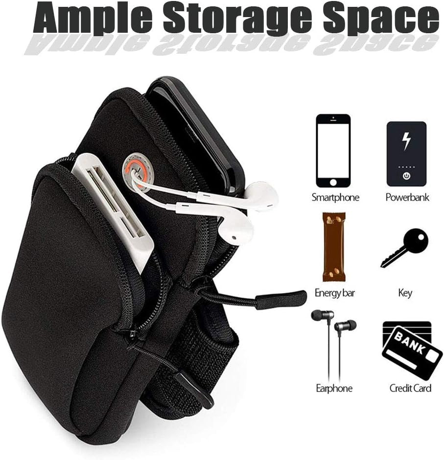 Phone Holder for Running Armband Iphone 17 16 16E 15 14 13 12 11 Pro Max XS XR plus Mini Galaxy Ultra S26 S25 S24 S23 S22 S21 Note 20 10 Pouch Bag, Arm Band Sleeve Fit Sport Gym Hiking Black