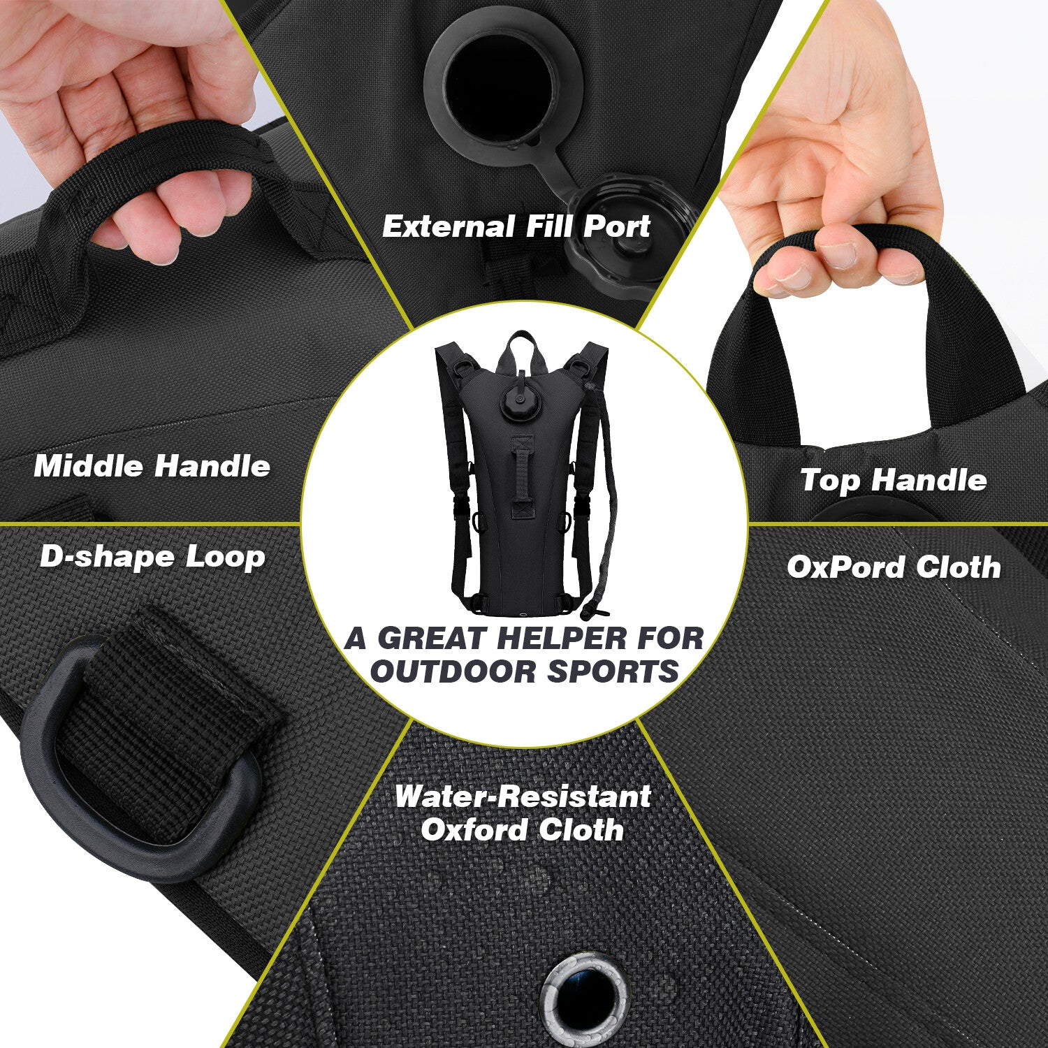 Cycling Hydration Bladder - 3L Leakproof Water Bag for Backpacks (BPA Free) USA
