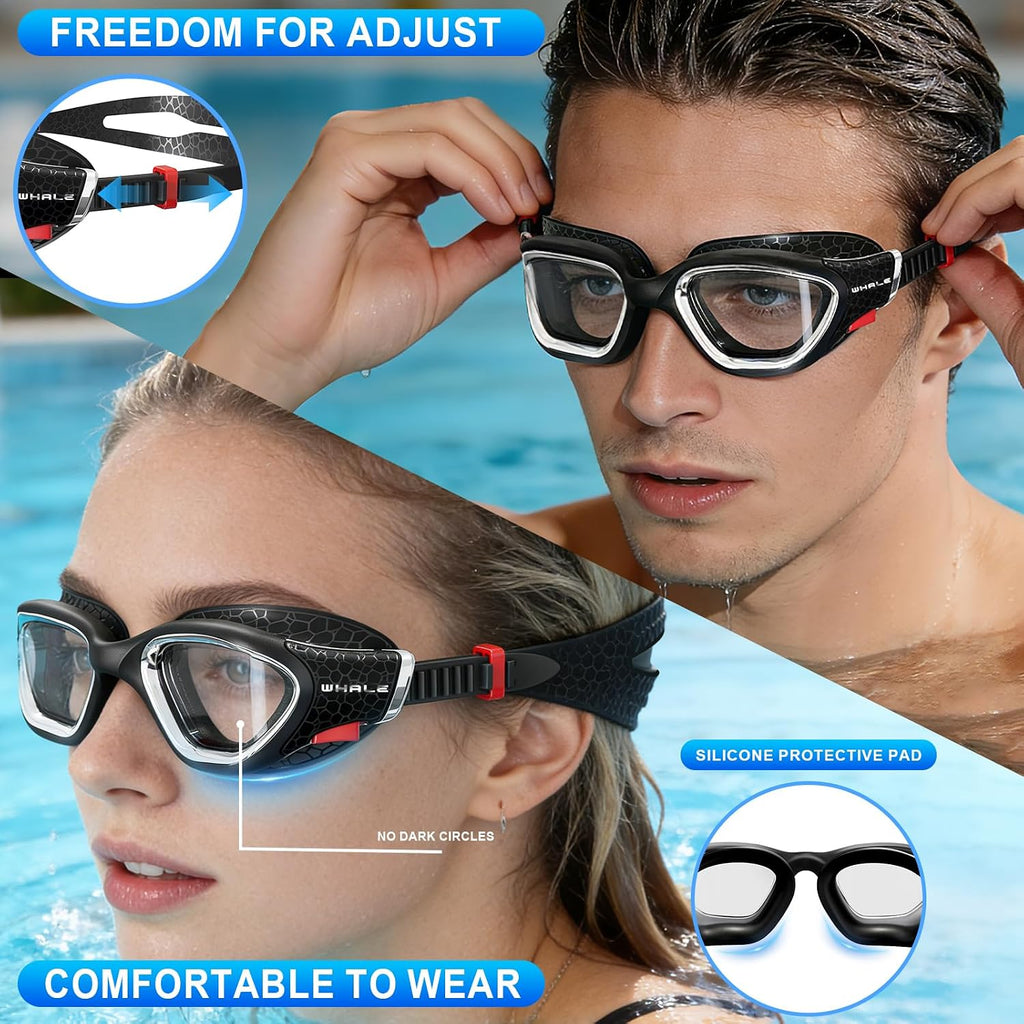 Swim Goggles, HD Anti-Fog Goggles, Unisex | 100% UV Protection | Anti-Fog Design Clear Wide-Angle Underwater View