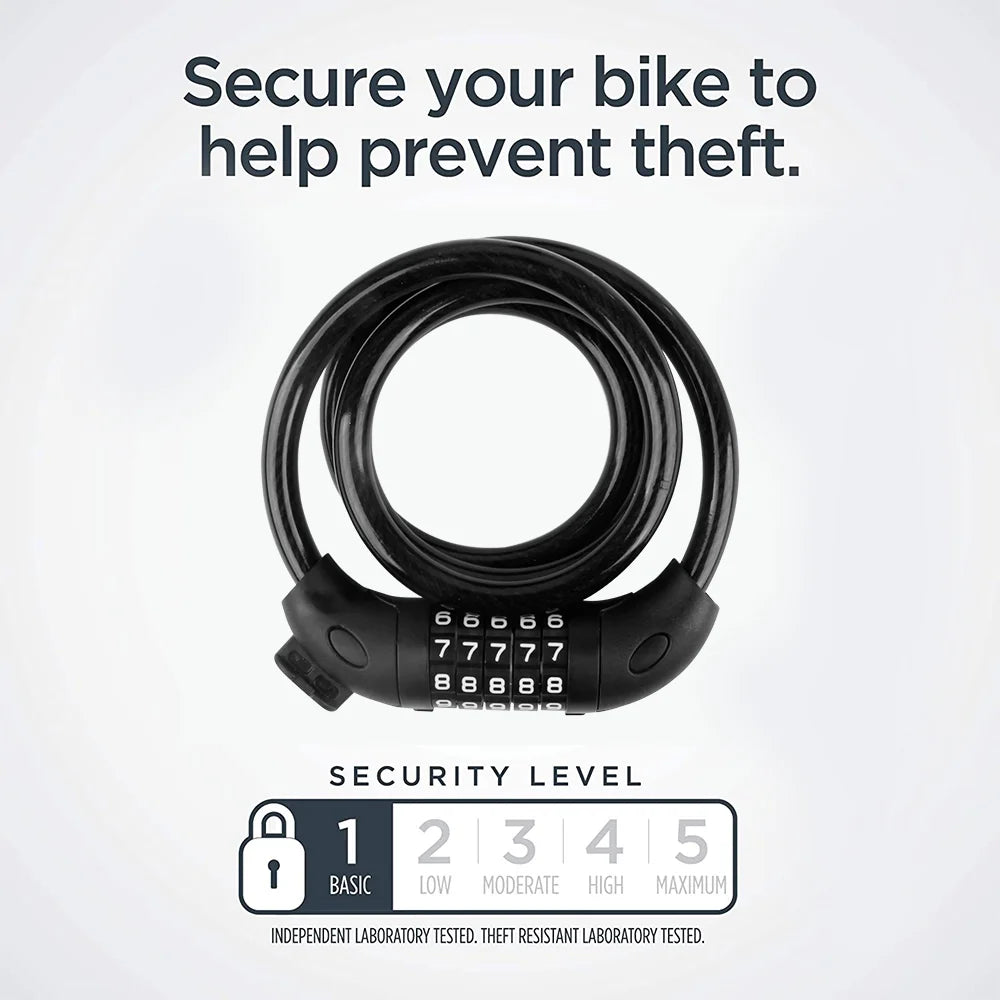 Bike Lock with Combination 4 Ft Bicycle Lock Secure 5 Digit Resettable Cable Lock