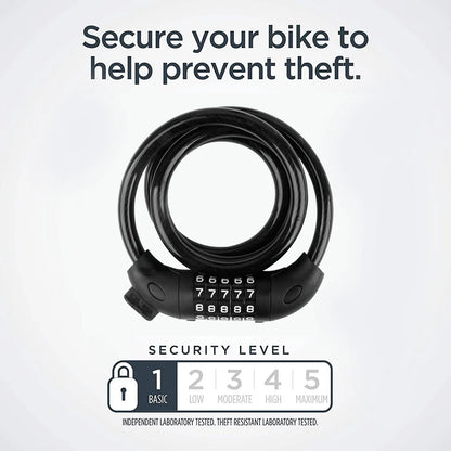 Bike Lock with Combination 4 Ft Bicycle Lock Secure 5 Digit Resettable Cable Lock