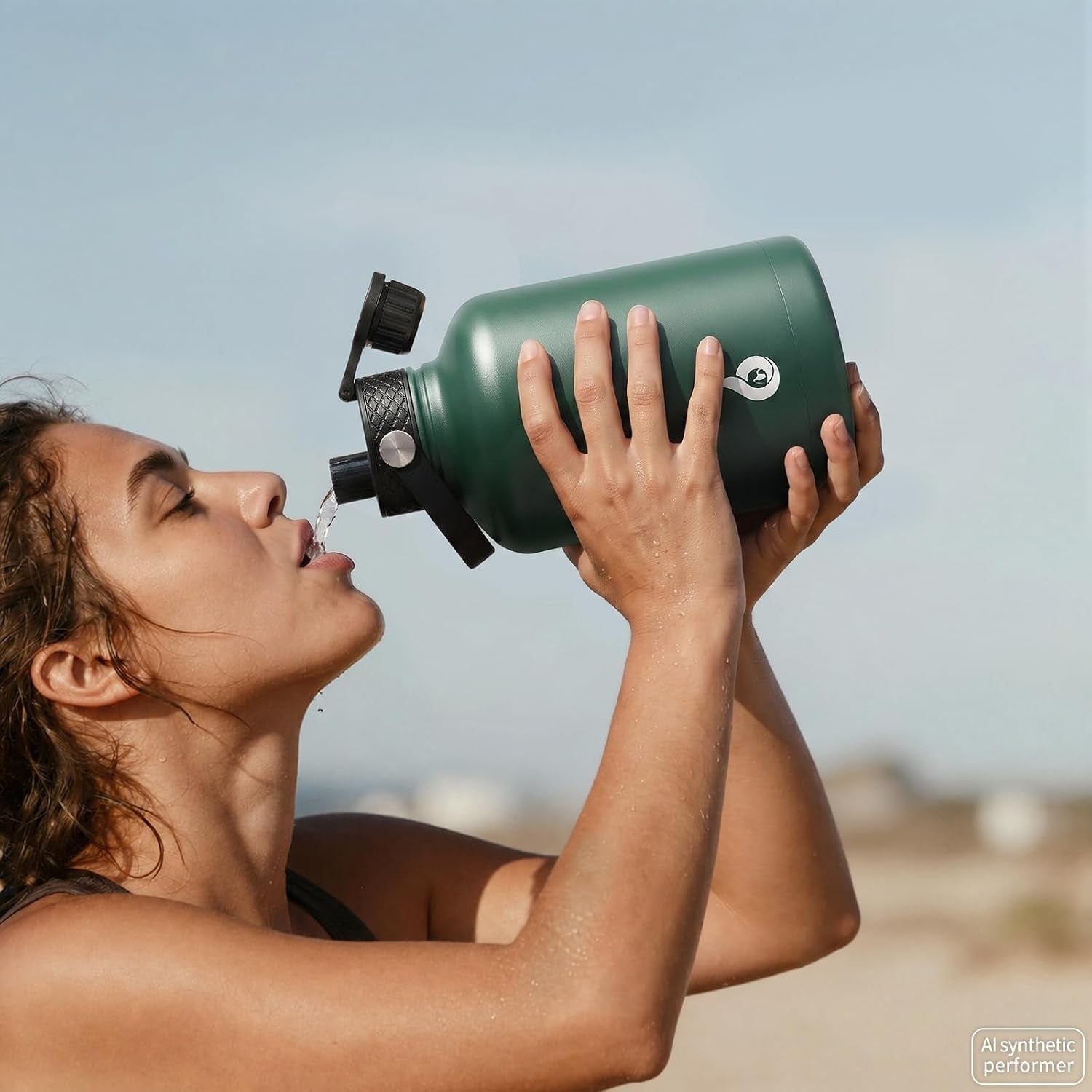 64Oz Insulated Water Bottle, Half Gallon Water Jug with Straw Lid | Large Stainless Steel Vacuum Jug, Keep Cold & Hot, Bpa-Free Leak-Proof with 3 Lids, Paracord Handle, for Sports Hiking Travel