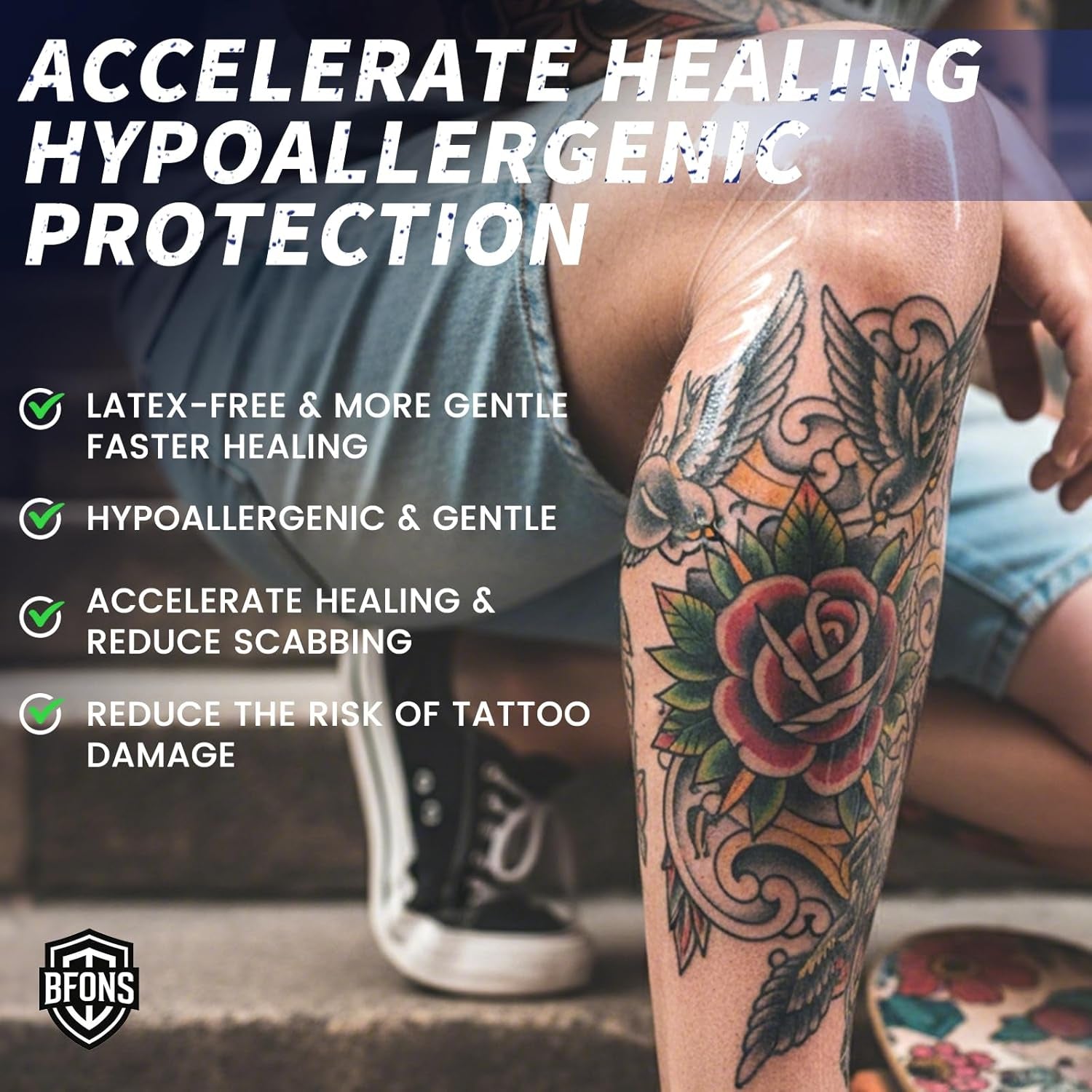 Tattoo Aftercare Waterproof Bandages 6 in X 4.4 Yd Tattoo Cover up Tape, Tattoo Supplies Second Skin Bandage Flat Roll Transparent Film Wound Healing Protective Clear Sterile and Safe Bandages