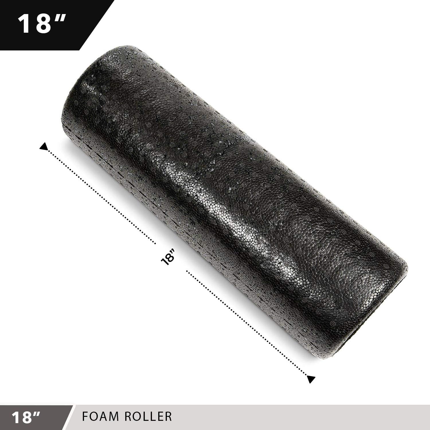 High Density Muscle Foam Rollers - Sports Massage Rollers for Stretching, Physical Therapy, Deep Tissue, Myofascial Release - Ideal for Exercise and Pain Relief - Solid Black, 12"