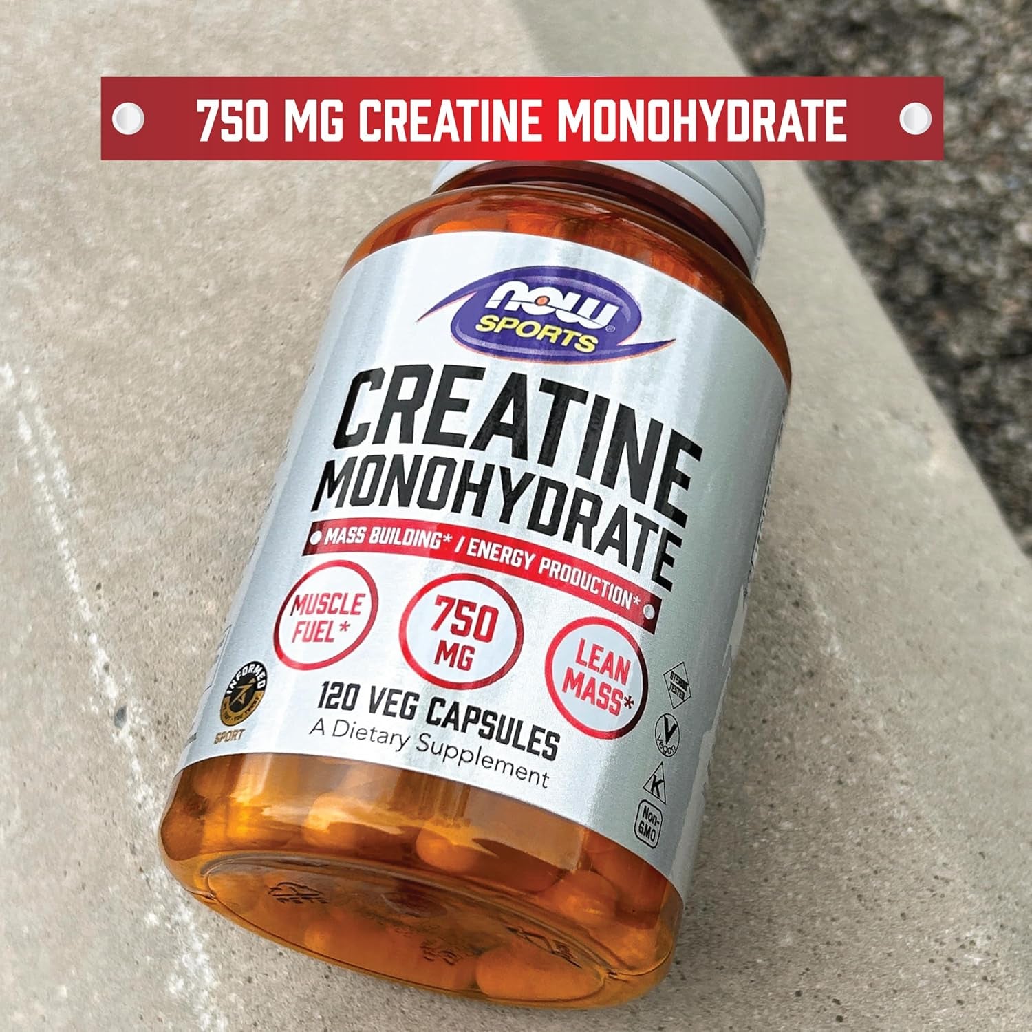 Sports Nutrition, Creatine Monohydrate 750 Mg, Mass Building*/Energy Production*, 120 Veg Capsules