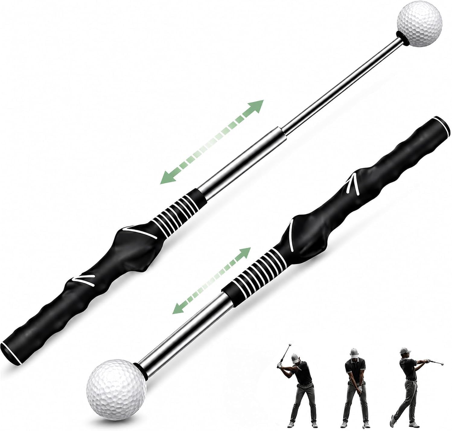 Retractable Golf Swing Trainer, Golf Grip Trainer, Golf Training Aid for Warm-Up, Golf Swing Training Aid, Grip Trainer Golf Club, Strength & Tempo Training for Chipping Hitting