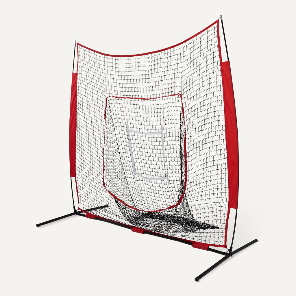 Portable Baseball & Softball Hitting, Pitching, Practice Net with Strike Zone Target, 7 X 7 Ft