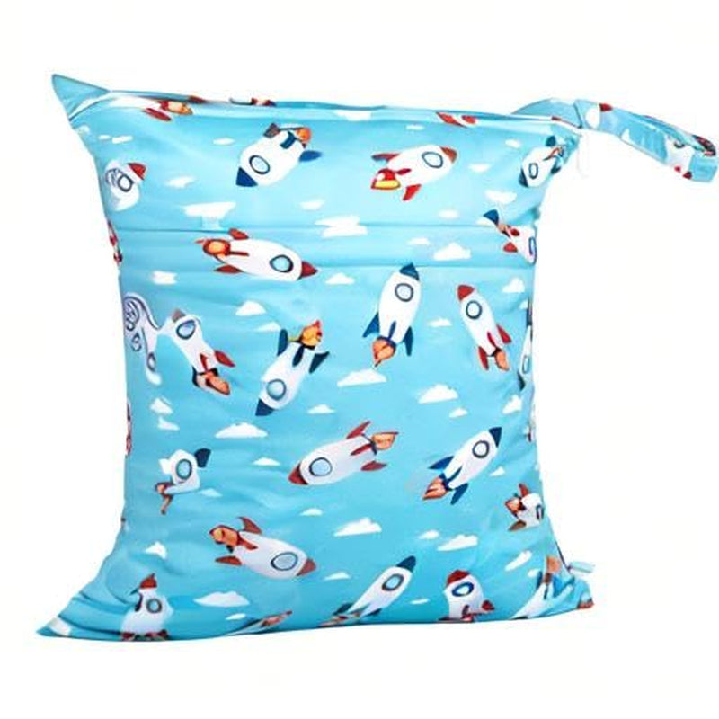 Wet Dry Bags for Baby Cloth Diapers, Washable Travel Bags, Beach, Pool, Gym Bag for Swimsuits & Wet Clothes with Two Zippered Pockets 3 Pack, 3LN12