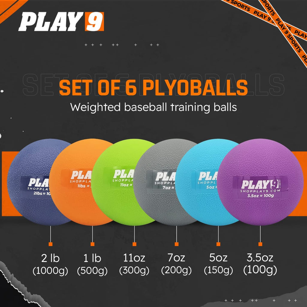 Weighted Baseball Training Balls Set of 6 Plyo Balls for Skill Development