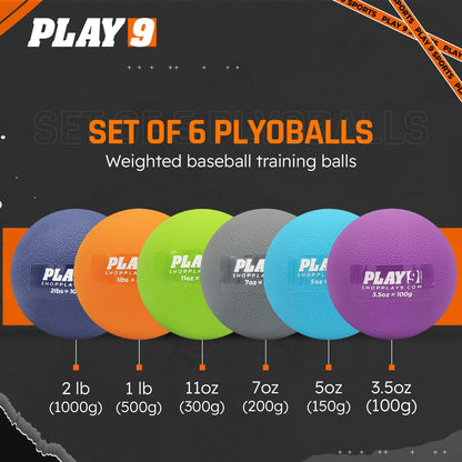 Weighted Baseball Training Balls Set of 6 Plyo Balls for Skill Development
