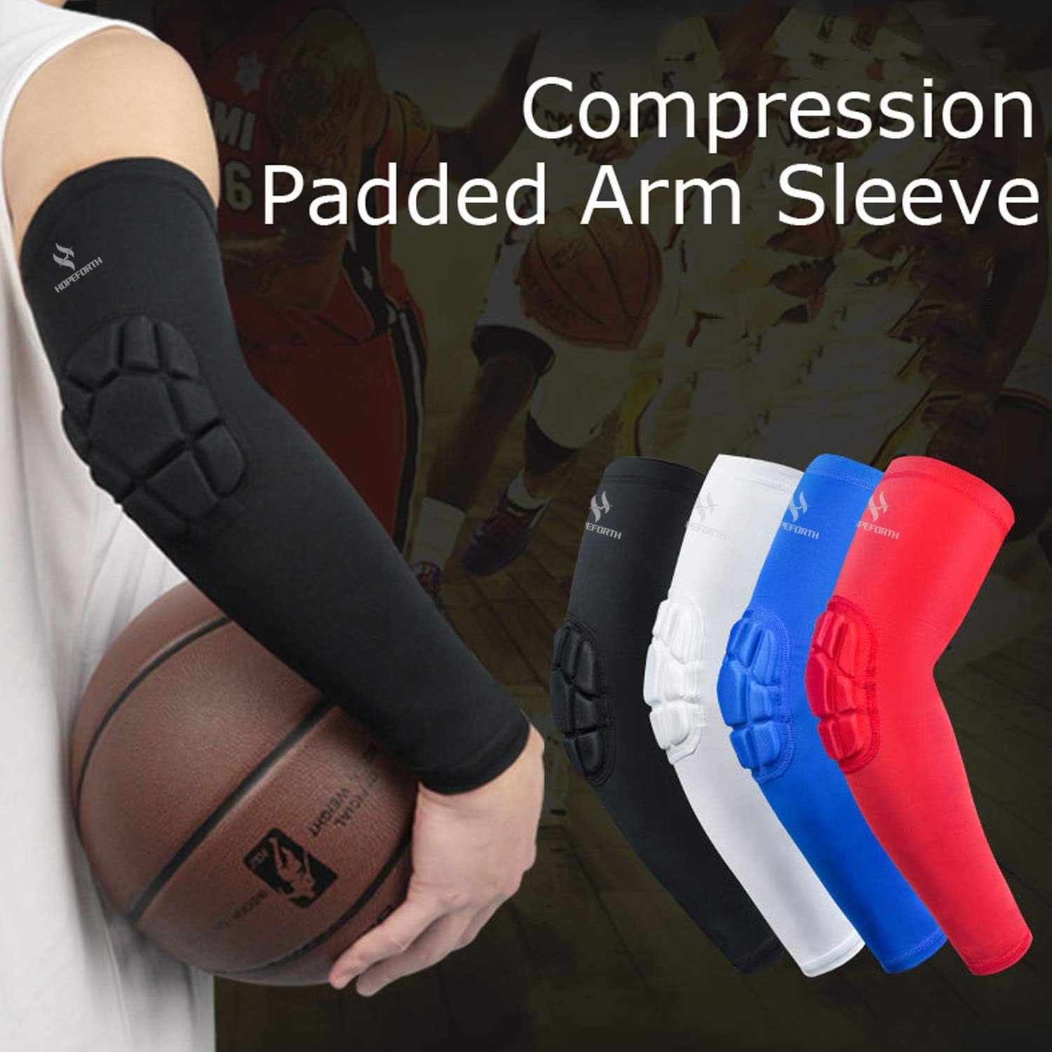 2PCS Padded Elbow Sleeves Compression Arm Protective Support