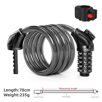 Xunting 54Cm/78Cm/110Cm Bike Lock Electric Password Steel Wire Cable Lock Combination for Anti-Theft Lockscycling Accessories