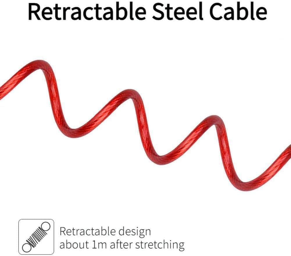 Red Helmet Lock Portable Steel Cable Lock 3 Digit Password Combination Bike Helmet Cable Accessories Mountain Bike