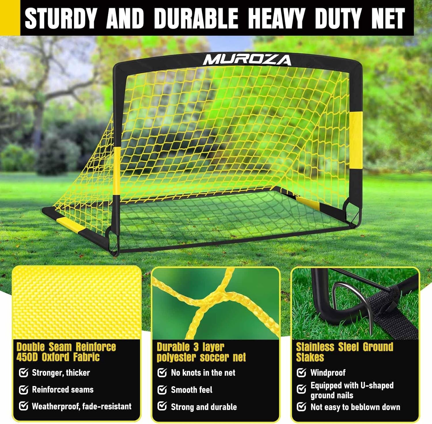 Soccer Goal, Kids Soccer Goals for Backyard Set, Pop up Soccer Net | 2 Pack Portable Soccer Nets with Soccer Ball, Cones, Training Equipment for Youth Toddler Indoor Outdoor Sports Games