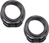 Black Set Preset Combination Bike Lock, Metal Cable Lock Has a Weather Resistant Vinyl Coating for Outdoor Equipment, Bicycles, 4 Feet Long, Pack of 2, 8143T