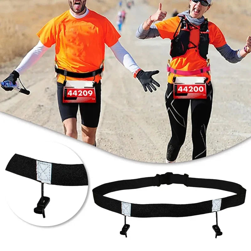 Running Race Number Belt Waist Pack Bib Holder for Triathlon Marathon Cycling Motor with 6 Gel Loops Fitness Sport Accessories