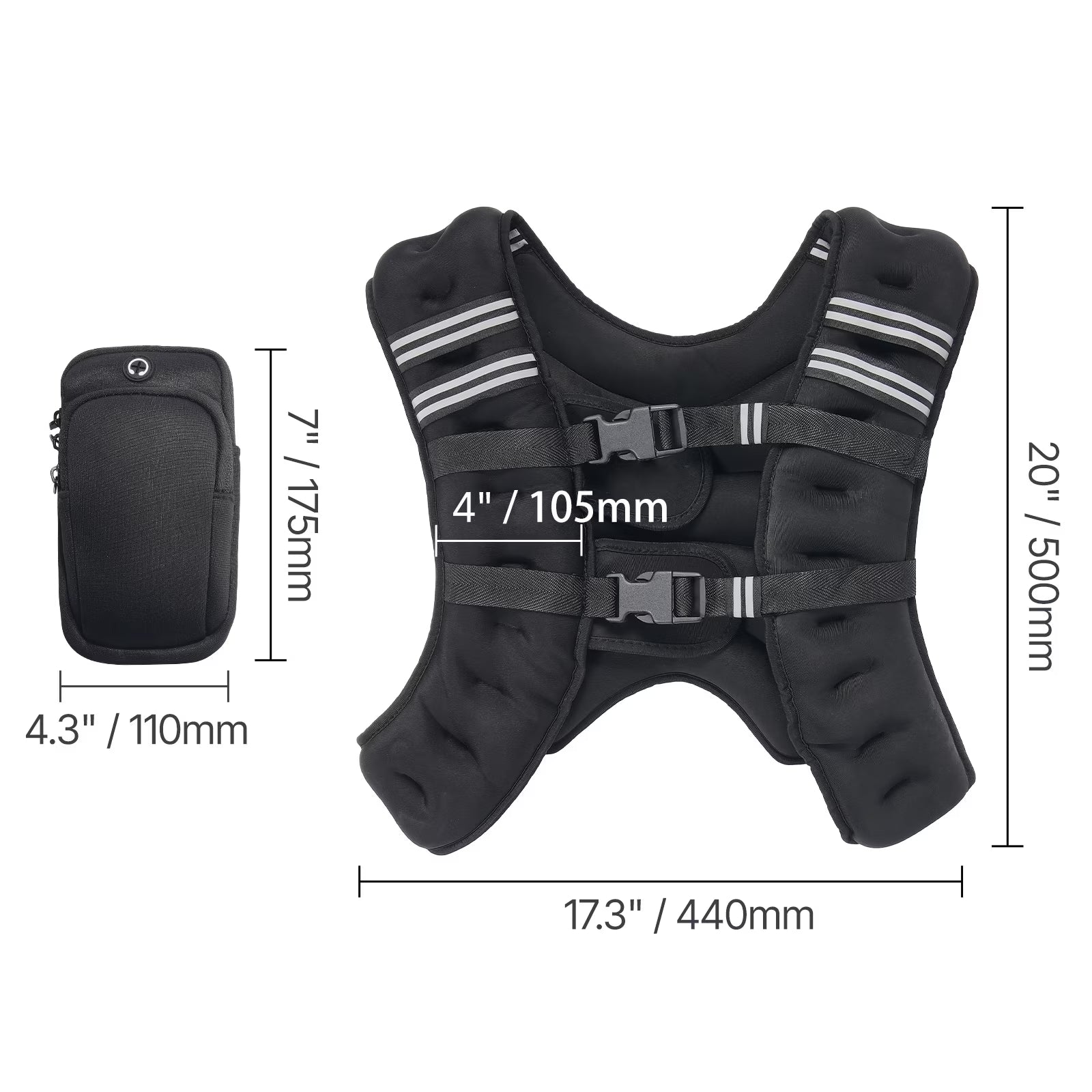 Weighted Vest, 30 Lbs Adjustable with Safety Reflective Stripes, Secure Buckle Closure, Ideal for Men and Women, Enhances Workouts Including Strength Training, Running, and Fitness Activities