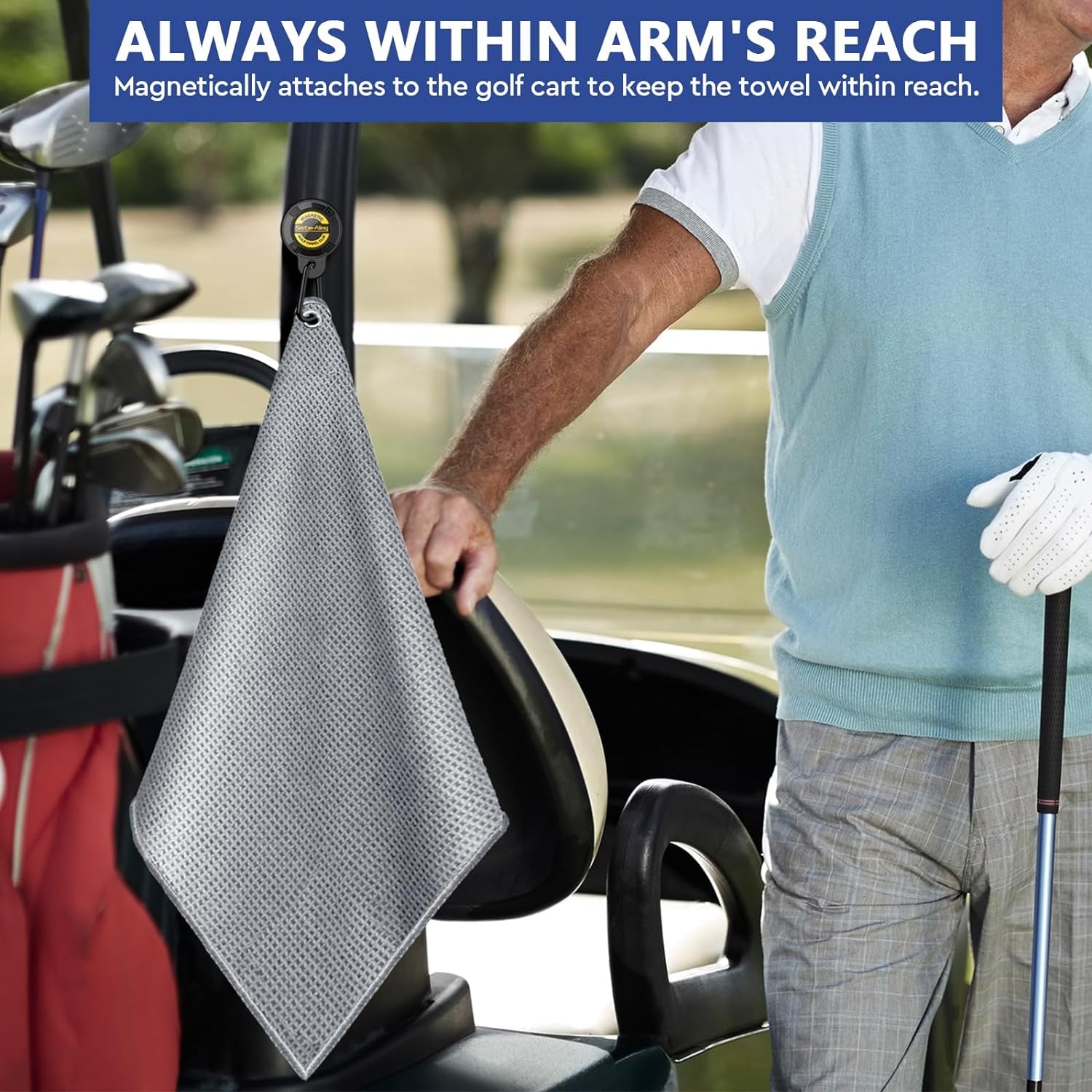 Magnetic Golf Towel Clip Set - Strong Magnet Hold, Removable &amp; Easy Clean, Men&