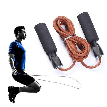 Leather Jump Rope Women and Men Skipping Skip Ropes Adjustable Length Workout Speed Aerobic Exercise Training Fitness