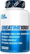 EVL Creatine Monohydrate Capsules Pre & Post Workout Supplement 60 Servings | Vegan and Gluten-Free Creatine Pills with 500Mg per Capsule Support Muscle Strength, Performance and Recovery