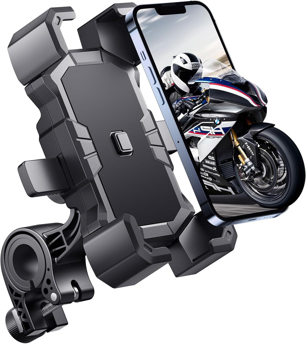 Bike Phone Holder Handlebar,Motorcycle Phone Mount,Atv Cell Phone Clamp,Scooter Phone Clip for Iphone 15 Promax14 13 12Plus, Samsung S24 Ultra S23 and More 4.7"" to 7.0"" Inch Phone