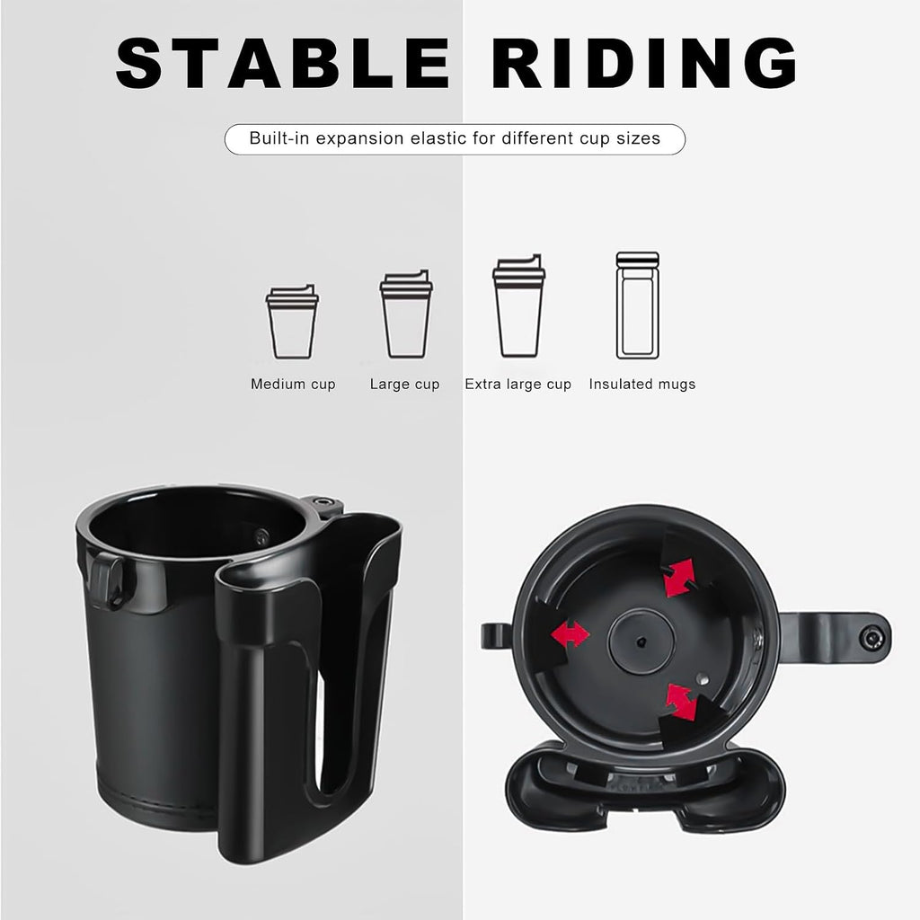 Bike Cup Holder, Bicycle Handlebar Water Bottle Holders with Cell Phone Keys Holder, Universal Drink Bottle Cage for Bike Motorcycle Scooter Stroller Walker Wheelchair (Black)