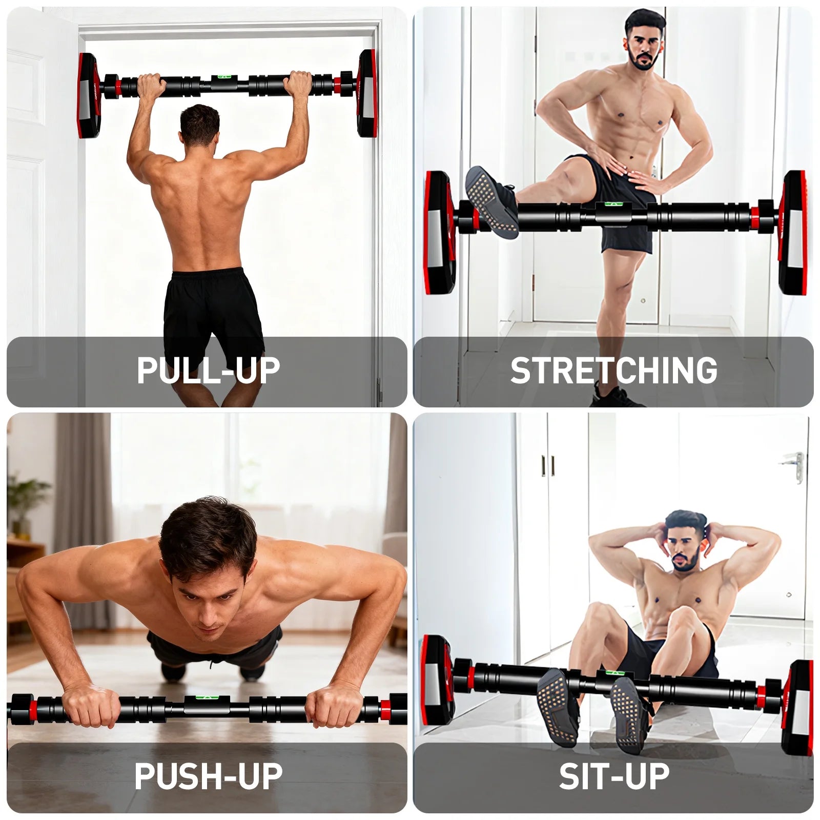 Pull up Bar for Doorway No Screws, Adjustable Chin up Bar for Door Frame, Strength Training Pull-Up Bars for Home, Width 28.74-39.37 Inches with Locking Mechanism, No Punching