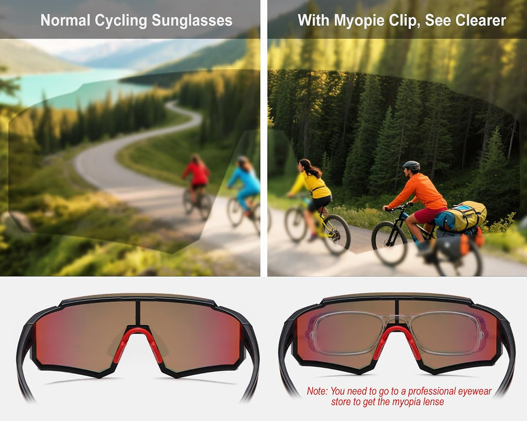 Polarized Cycling Sunglasses for Men Women UV Protection with Myopia Clip Baseball Biking Running MTB Sun Glasses