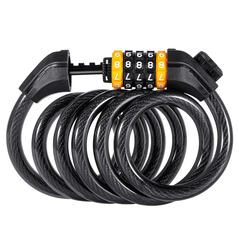 WEST BIKING Bike Cable Lock MTB Road Bike Anti-Theft Safety Password Bicycle Locks for Scooter Motorcycle Bike Accessories