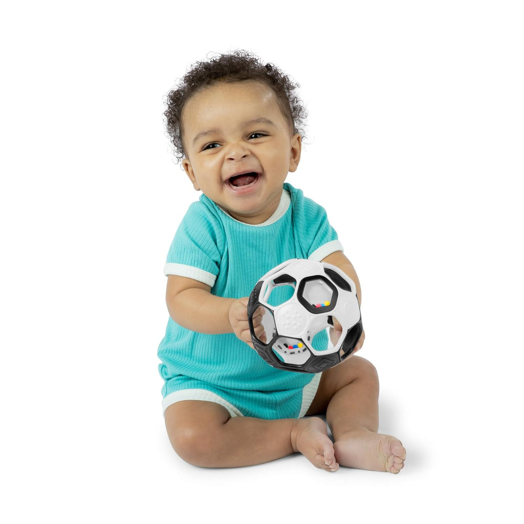 Oball Grippin' Goals Rattle Soccer Ball - Black & White, Easy-Grasp Toy for Newborn and Up