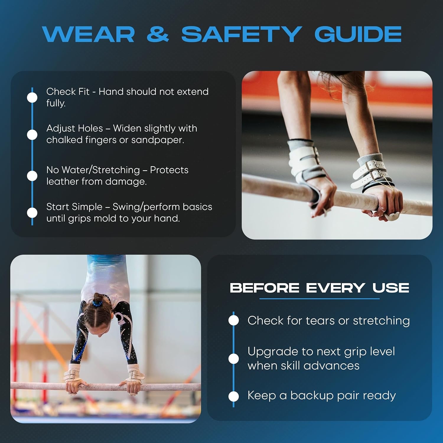 Just Right Uneven Bar Gymanstic Leather Grips for Girls USA