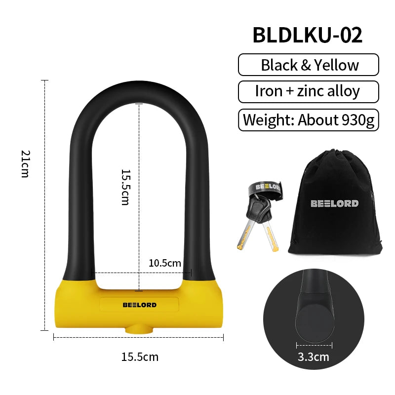 XUNTING Bicycle U-Shaped Lock Safety Lock for Bicycle Accessories for Motorcycle Electric Scooter Mountain and Road Bike Lock