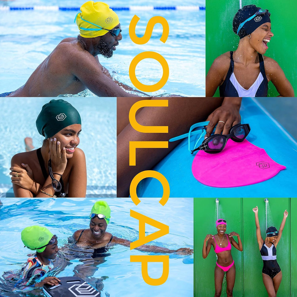 - Large Swimming Cap for Long Hair - Designed for Long Hair, Dreadlocks, Weaves, Hair Extensions, Braids, Curls & Afros - Women & Men - Silicone