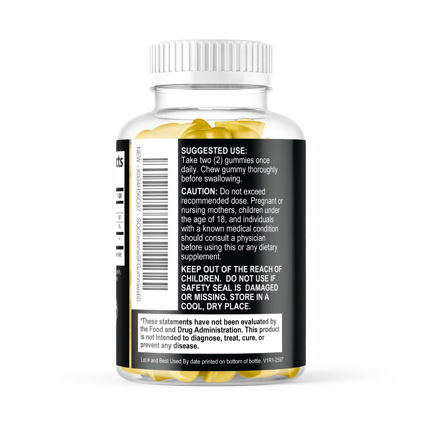 Creatine Gummies - 1G (1000Mg) per Gummy Creatine Monohydrate - Best Micronized, Sugar Free Creatine Chewable for Men &amp; Women - Supports Lean Muscle, Strength, Energy &amp; Endurance - 60 Lemon Gummies
