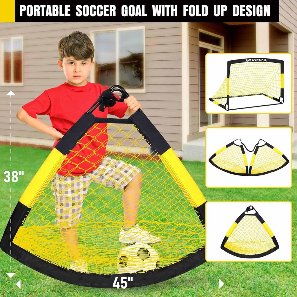 Soccer Goal, Kids Soccer Goals for Backyard Set, Pop up Soccer Net | 2 Pack Portable Soccer Nets with Soccer Ball, Cones, Training Equipment for Youth Toddler Indoor Outdoor Sports Games