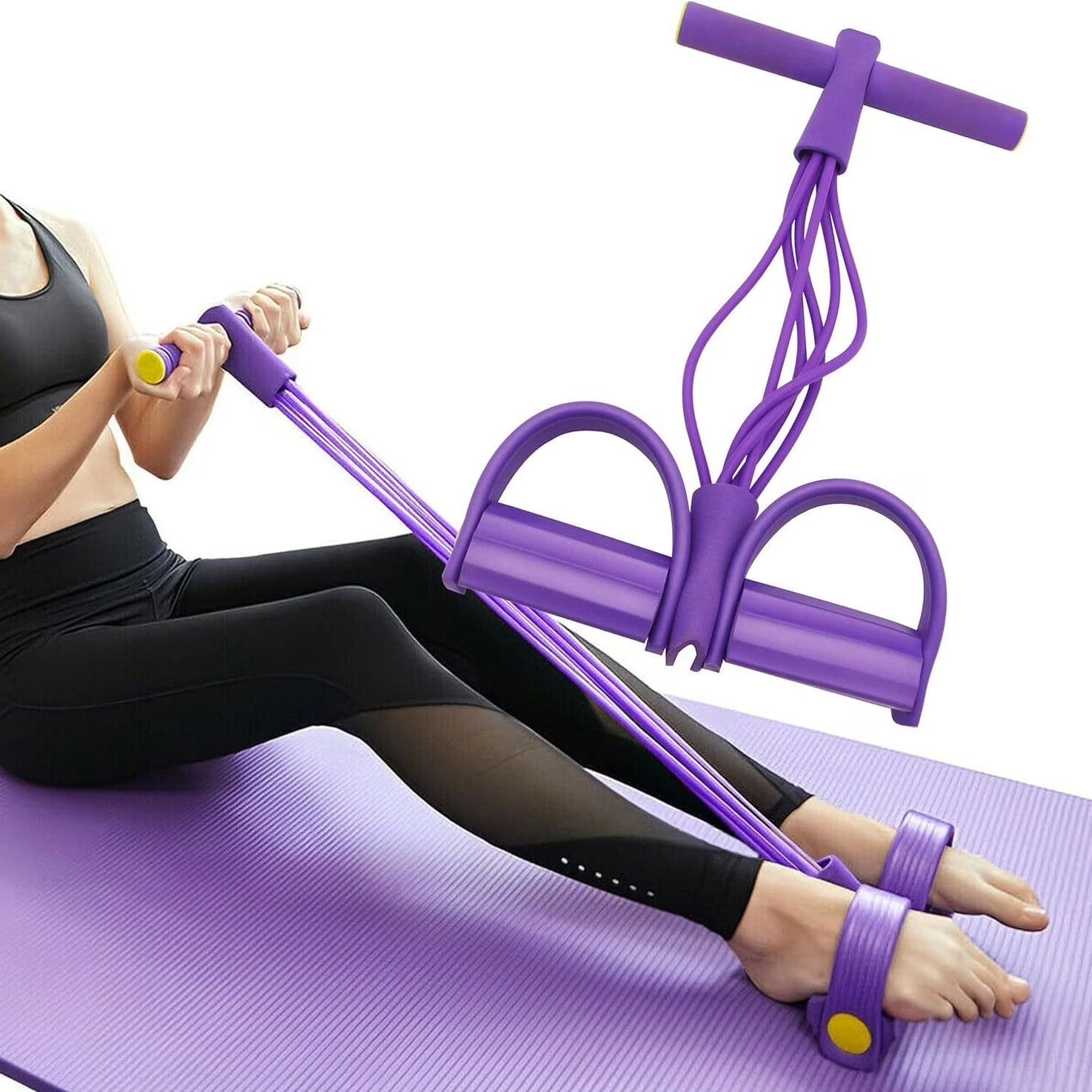 Multifunction Tension Rope, 6-Tube Elastic Yoga Pedal Ankle Puller Resistance Band, Latex Tension Rope Fitness Equipment, for Abdomen/Waist/Arm/Leg Stretching Slimming Training 2025 Upgrade