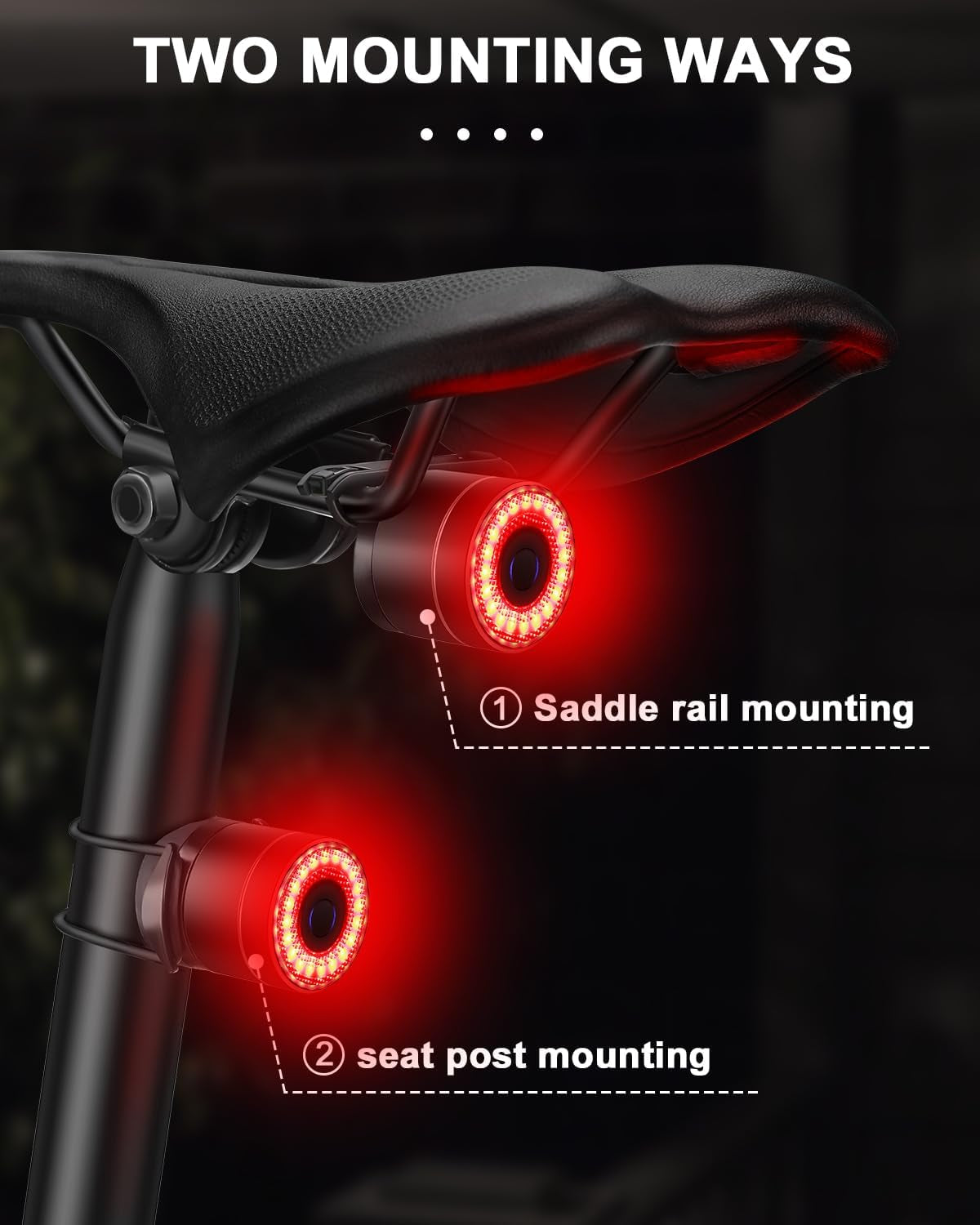 Smart Bike Tail Light Brake Sensing Rear Lights, Bike Lights for Night Riding Rechargeable Auto On/Off, Ultra Bright Bicycle Light Waterproof, LED Cycling Safety Warning Taillight Accessories