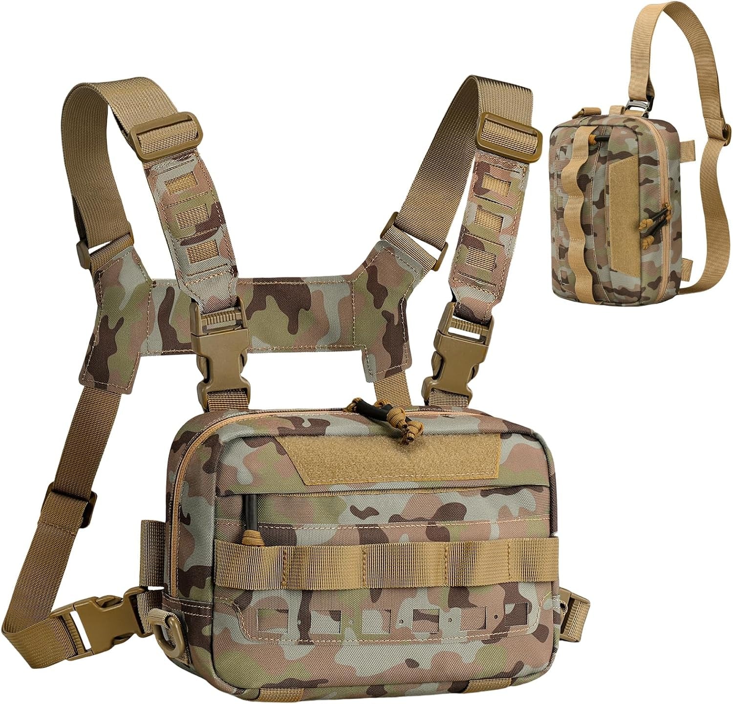 Outdoor Chest Bag for Men, Water-Resistant Fishing Chest Pack, Tactical Vest for Running, Cycling, Hiking