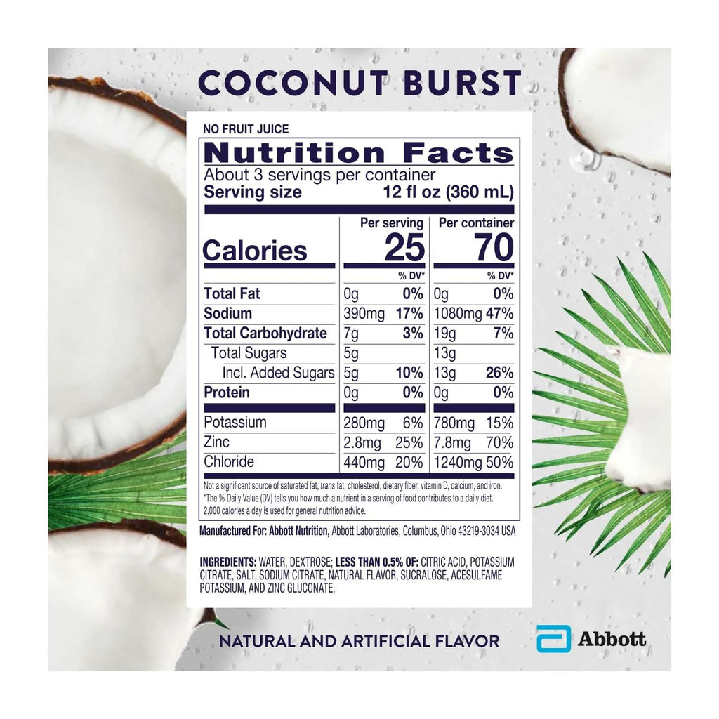 (6 Pack)  Electrolyte Drink, Coconut Burst, 1 Liter