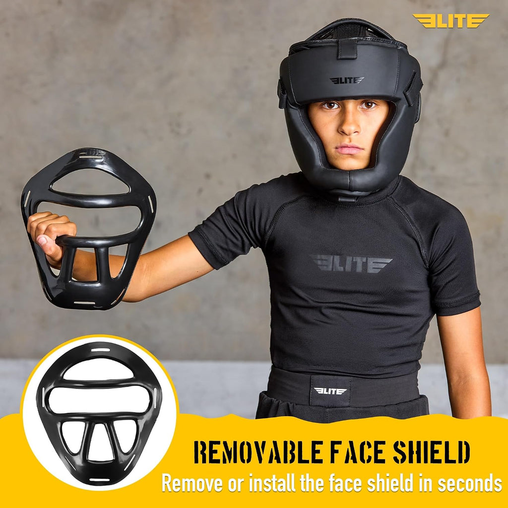 Best Kids Boxing Headgear Youth Wrestling Headgear for Age 4 to 13 Year MMA Kickboxing Muay Thai BJJ Karate Head Guard for Boys Girls (Black)
