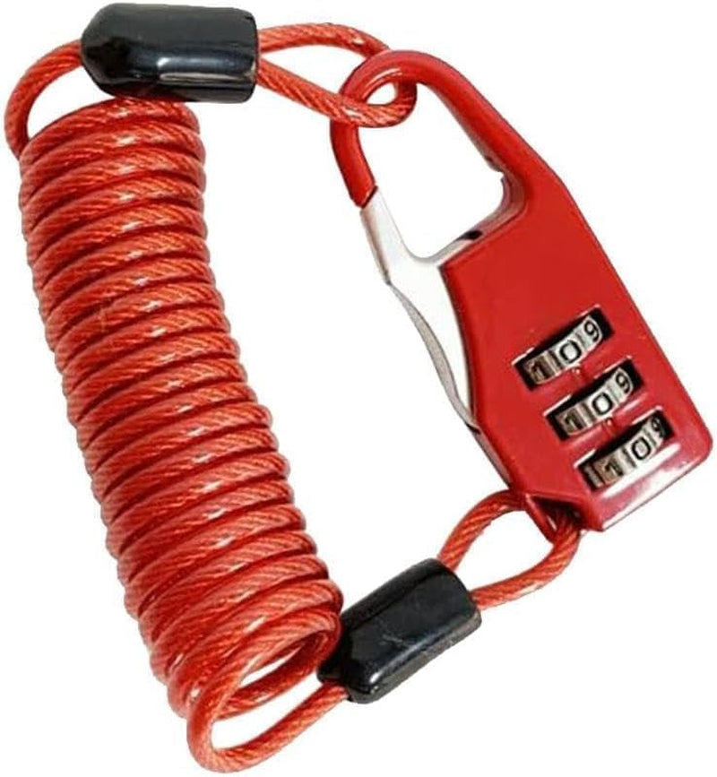 Red Helmet Lock Portable Steel Cable Lock 3 Digit Password Combination Bike Helmet Cable Accessories Mountain Bike