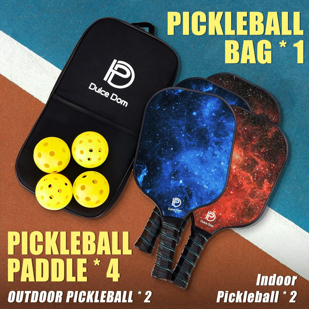 Pickleball Paddles Set of 2/4 - USAPA Approved | Fiberglass/Graphite Surface Pickle Ball Rackets with Carrying Bag, Ideal Training Equipment for Beginner Intermediate
