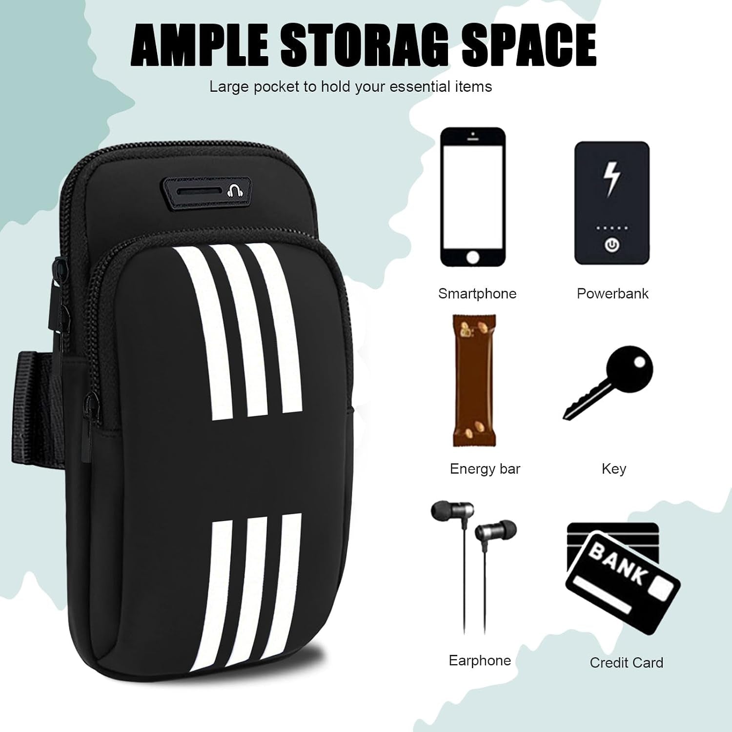 Phone Holder for Running Armband Cell Phone Holder Iphone 17 16 15 14 13 12 11 Pro Max Xs 16E Xr X plus Galaxy Ultra Note Carrier Bag,Gym Workout Exercise Sports Arm Bands Sleeve Pouch Black