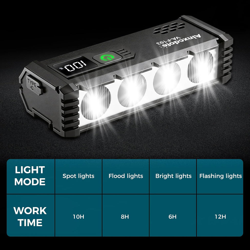 Super Bright Bike Lights for Night Riding 4800 Lumen, USB Rechargeable Bicycle Light with LCD Display, Runtime 10+ Hours, IP65 Waterproof Bike Headlight Front and Rear for MTB, Off-Road, City Riding