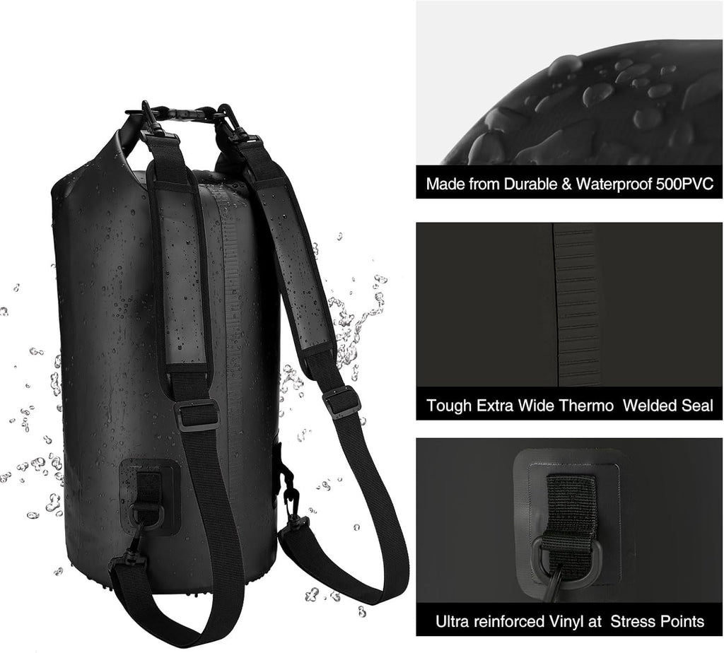 Dry Bag, Waterproof Floating Backpack 10L/20L/30L/40L | Waterproof Phone Case, Adjustable Shoulder Straps, Roll-Top Closure Keeps Gear Dry, Ideal for Boating, Kayaking, Fishing