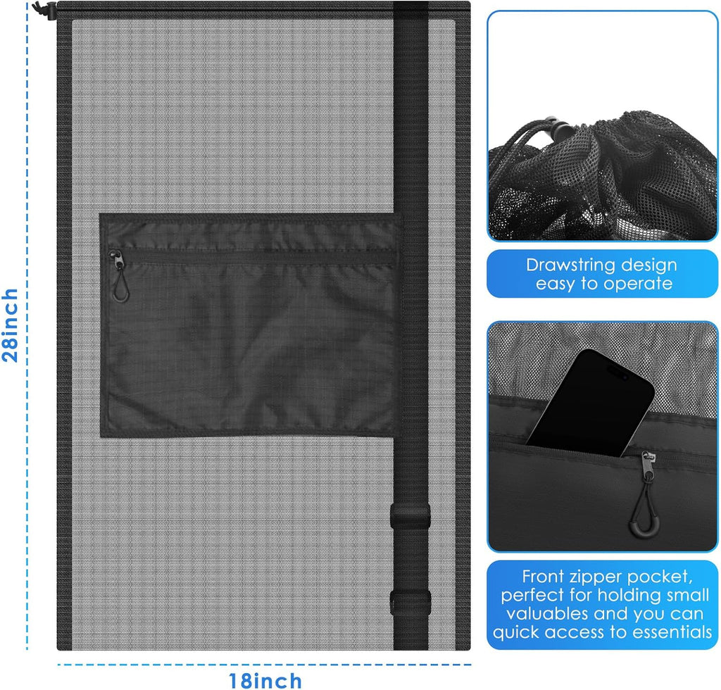 Drawstring Backpack Gym String Bag with Pocket for Men Women | Heavy Duty Mesh Bag Sport Equipment Bag for Swimming Yoga Beach Laundry