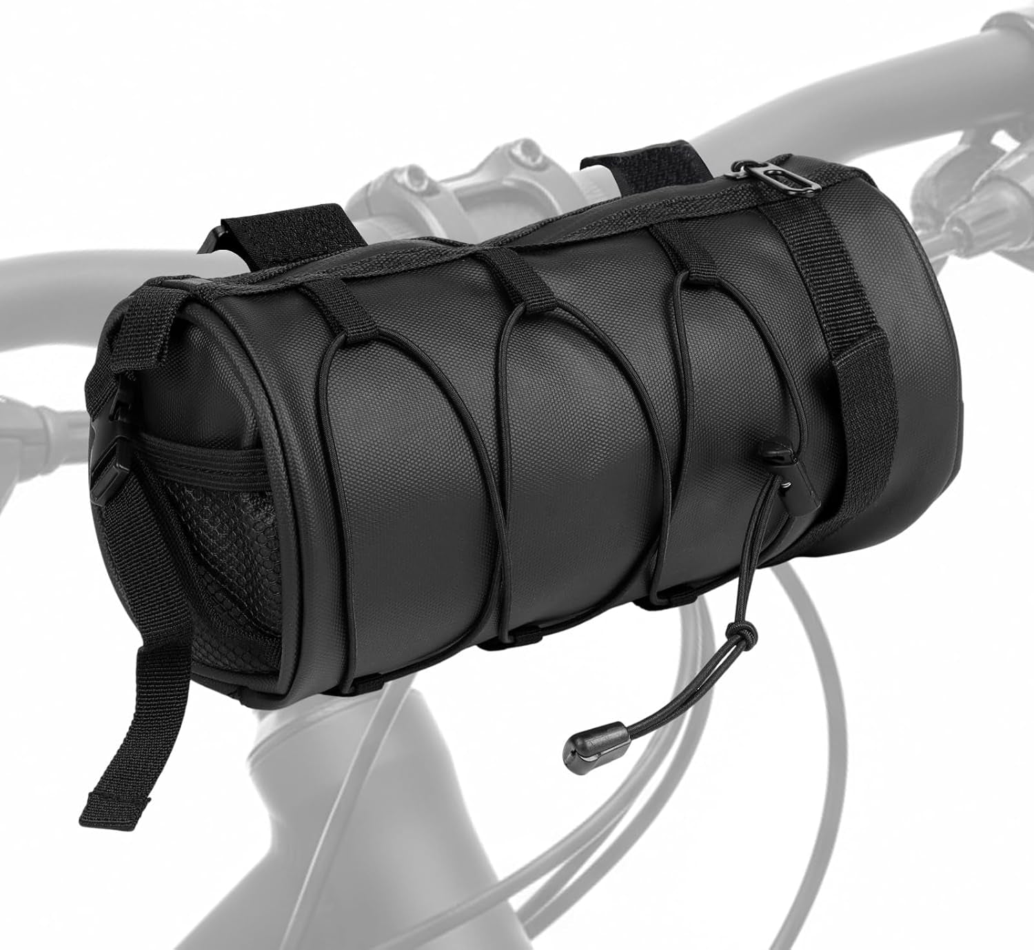 Bike Handlebar Bag, 2.5L Black Waterproof Bicycle Frame Front Bag, Multiple Bike Storage Roll Bag Bicycle Accessories with Shoulder Strap for Mountain Road Bikes